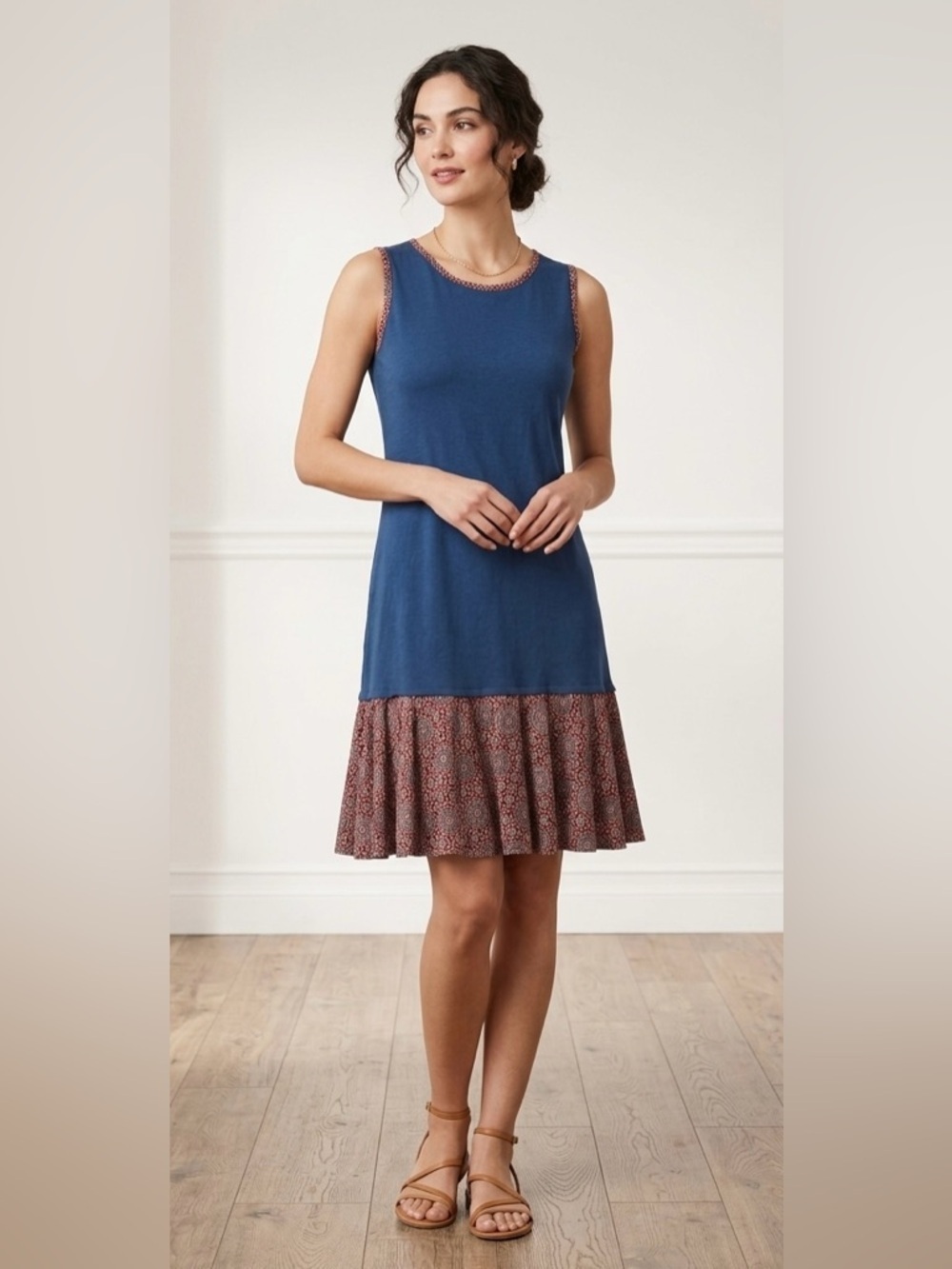 Linen & Cotton Sleeveless Shift Dress